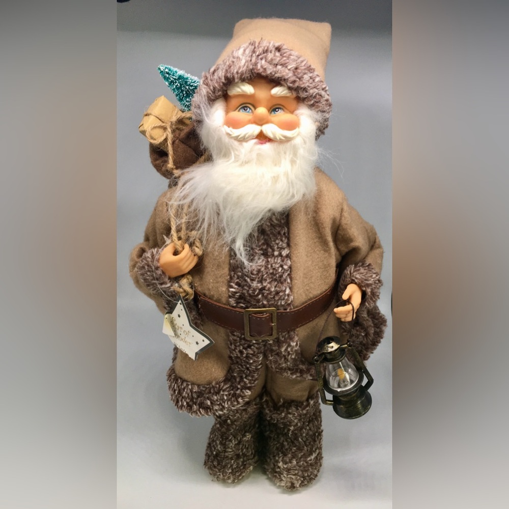VTG Rustic Star Of Wonder Farmhouse Woodland Standing Santa Claus. 10x16”